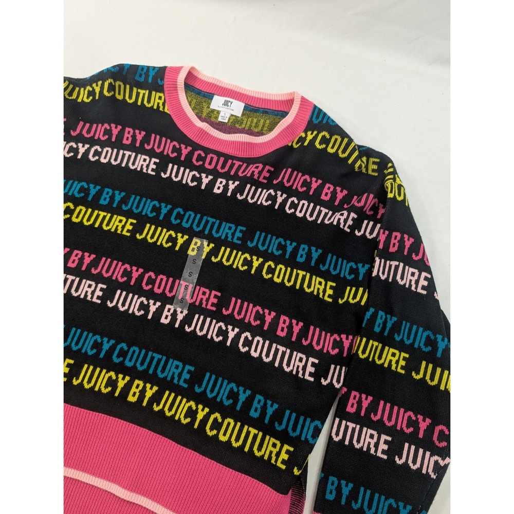 New JUICY‎ COUTURE Women S Logo Striped French Terry Sweatshirt Relaxed Cropped